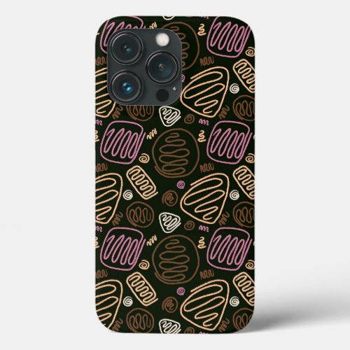 Pink Beige One Line Abstract Shapes iPhone 13 Pro Case