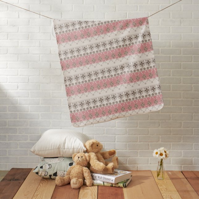 Pink beige ornament  baby blanket (In Situ)