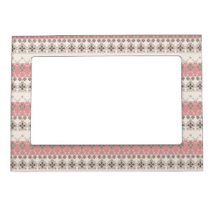 Pink beige ornament magnetic frame