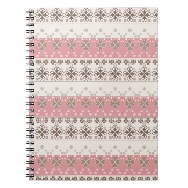 Pink beige ornament  notebook (Front)