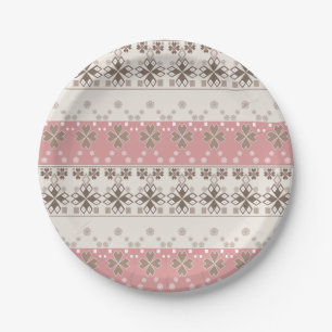 Pink beige ornament paper plates