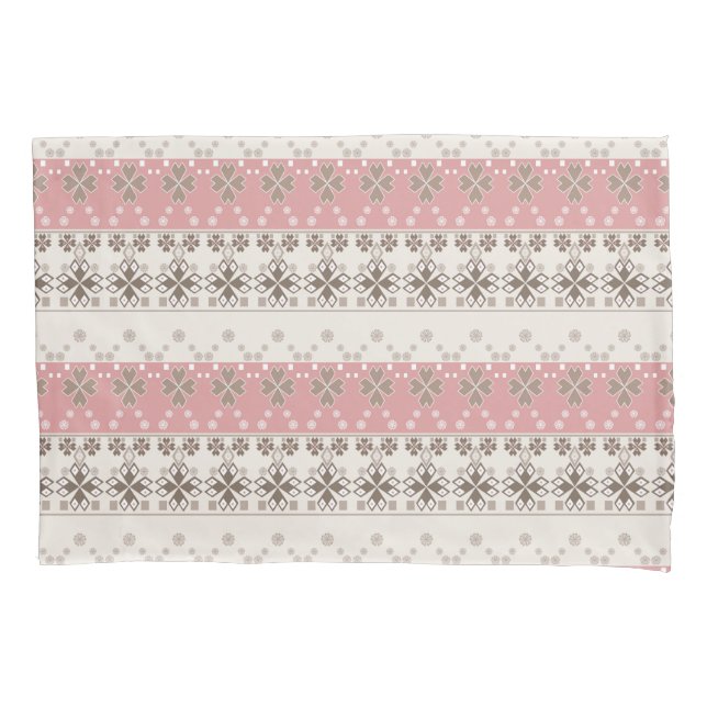 Pink beige ornament  pillow case (Front)
