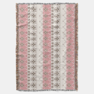 Pink beige ornament throw blanket