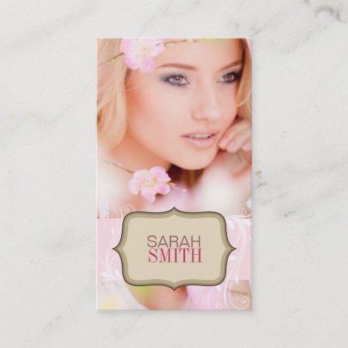 Pink &amp; Beige Photo Business Card