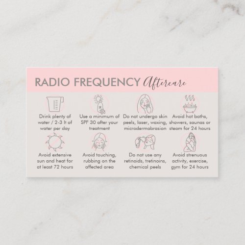 Pink Beige Radio Frequency Skin Tighten Aftercare Business Card