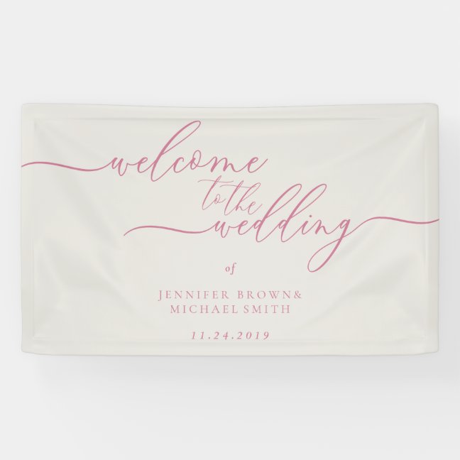 Pink Beige Simple Modern Welcome to the Wedding Banner