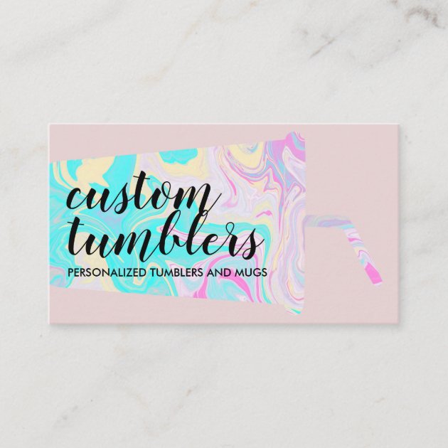 Pink beige Tumbler travel mug shop crafter Business Card