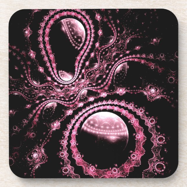Pink Bejeweled Octopus Drink Coaster (Front)