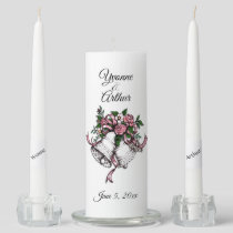 Pink Bells Two Become One Personalized Unity Candle Set