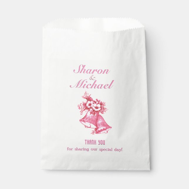 Pink Bells Wedding Favor Bag (Front)