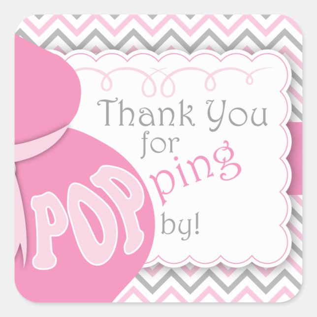 Pink Belly Bump Baby Shower Favor Stickers (Front)