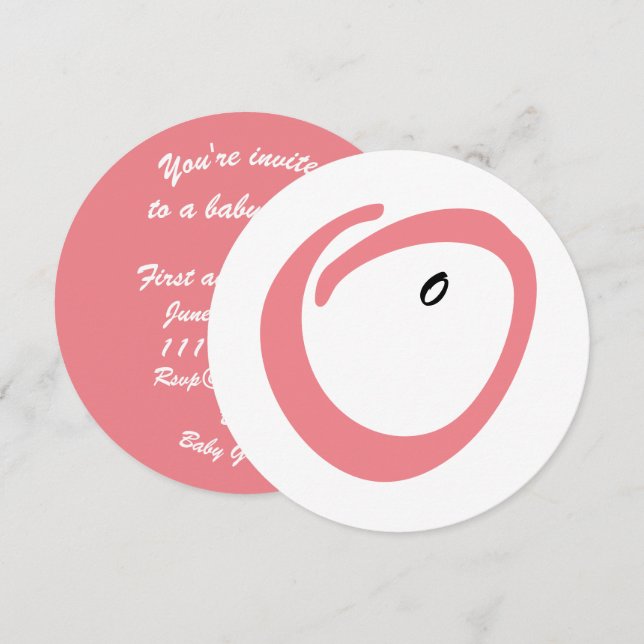 Pink belly cute baby shower invitation (Front/Back)