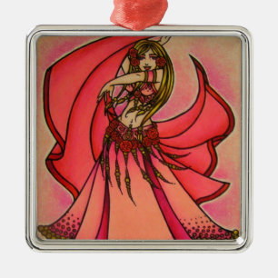 Pink Belly dancer Metal Ornament