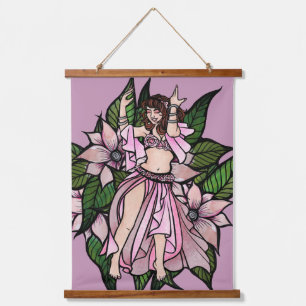 Pink Belly Dancer Shimmy Hanging Tapestry