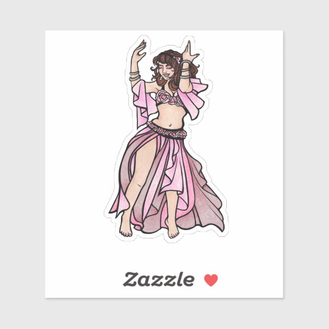 Pink Belly Dancer Valentine's Day Heart Sticker (Sheet)