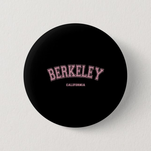 Pink Berkeley California Ca Varsity Style On Berke Button (Front)