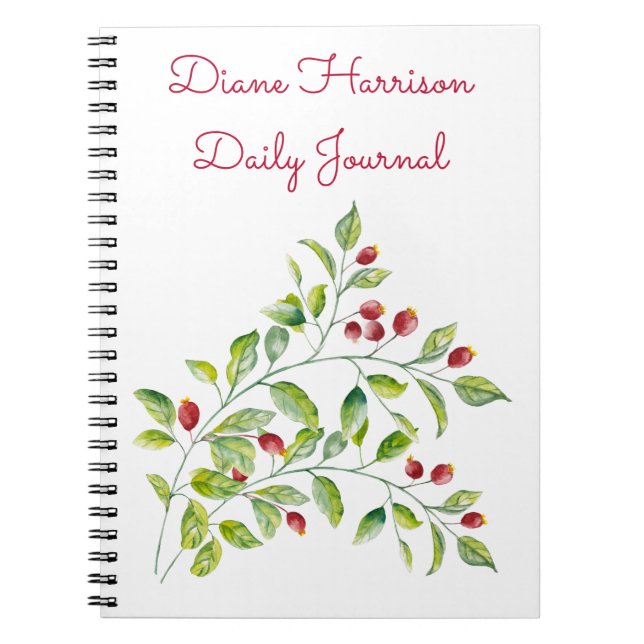Pink Berries and Green Foliage Wedding Journal (Front)
