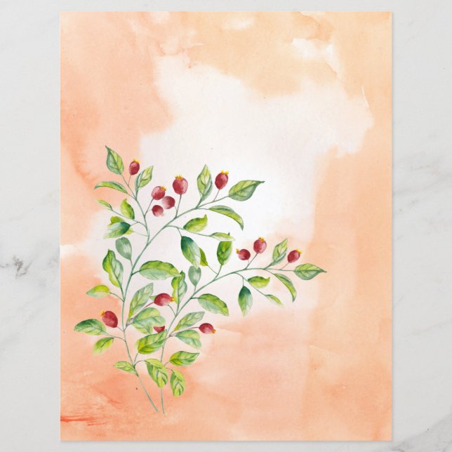 Pink Berries and Green Foliage Wedding Stationery (Front)