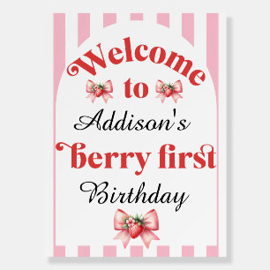 Pink Berry First Birthday Welcome  Foam Board