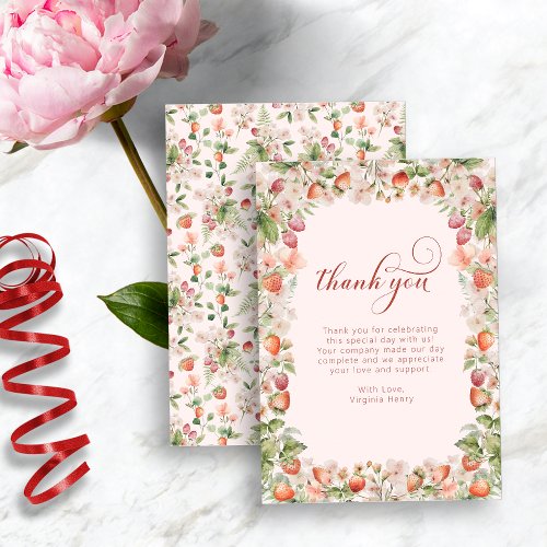 Pink Berry First Thank You Card