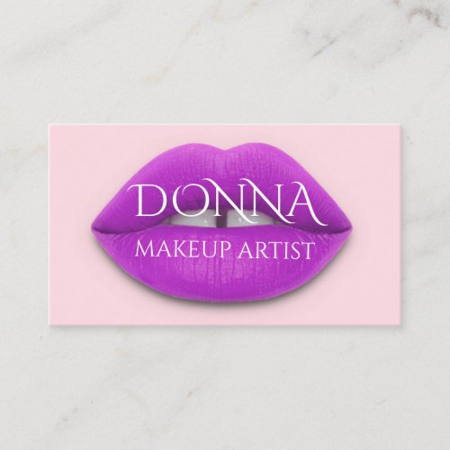  Pink Berry Lips QR Code Logo Makeup Lipstick Business Card