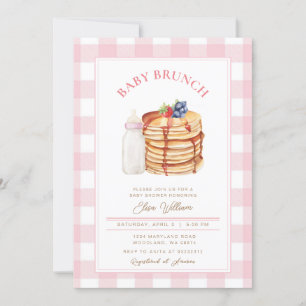 Pink Berry Pancake Baby Shower Brunch  Invitation