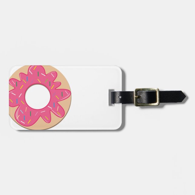 Pink Berry Sprinkle Donut Luggage Tag (Front Horizontal)