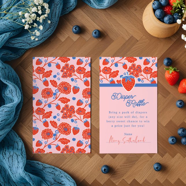 Pink Berry Sweet Blooms & Berries Diaper Raffle Enclosure Card (Pink Berry Sweet Blooms & Berries Diaper Raffle Enclosure Card)