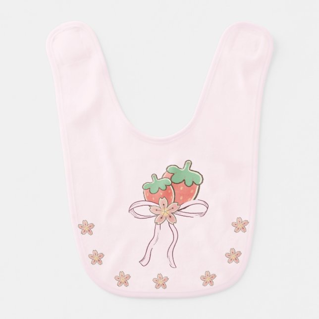 Pink Berry Sweet Girl Baby Bib (Front)