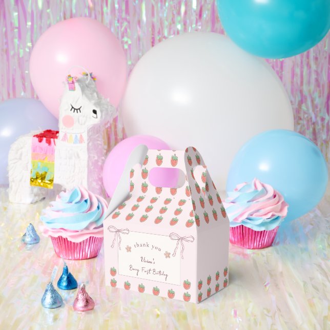 Pink Berry Sweet Girl Baby Shower Favor Boxes (Party)