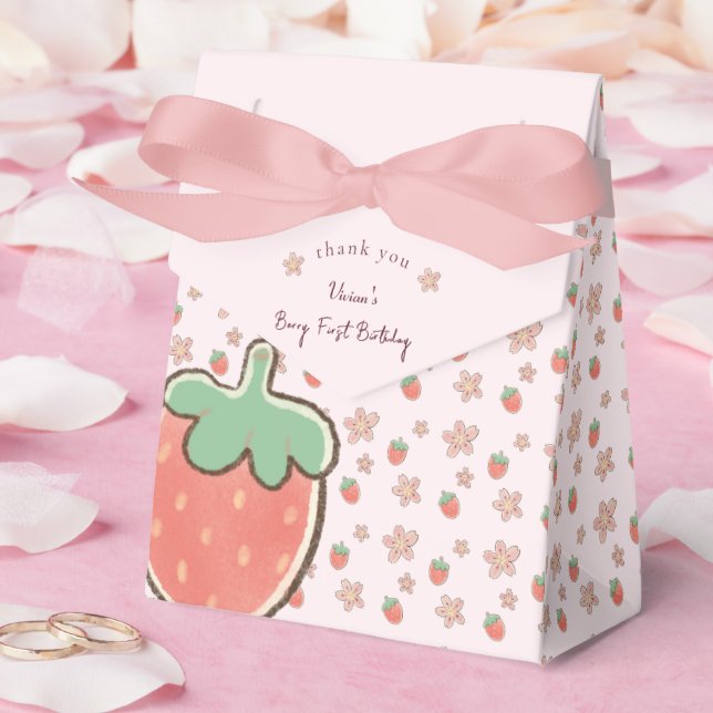 Pink Berry Sweet Girl Baby Shower Favor Boxes (Wedding)