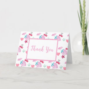 Pink Berry Sweet Sweetheart Valentine Baby Shower Letterpress Thank You Card