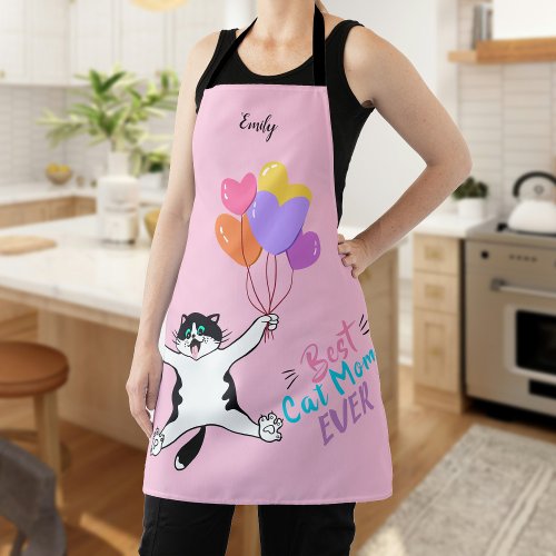 Pink Best Cat Mom Ever All_Over Print Apron