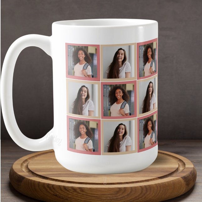 Pink Best Friends Patchwork Two Photo Squares Coffee Mug (Creator Uploaded)