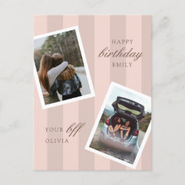 Pink Best Friends Photo Happy Birthday Postcard