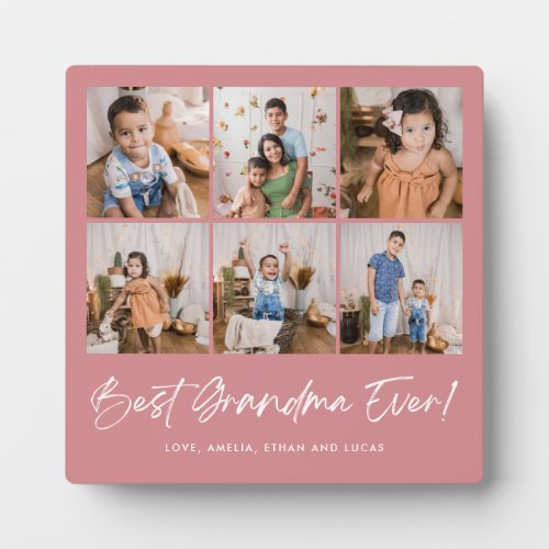 Pink Best Grandma Ever Six Photo Plaque