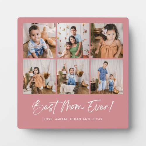 Pink Best Mom Ever Six Photo Plaque