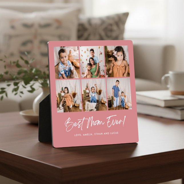 Pink Best Mom Ever Six Photo Plaque (Creator Uploaded)