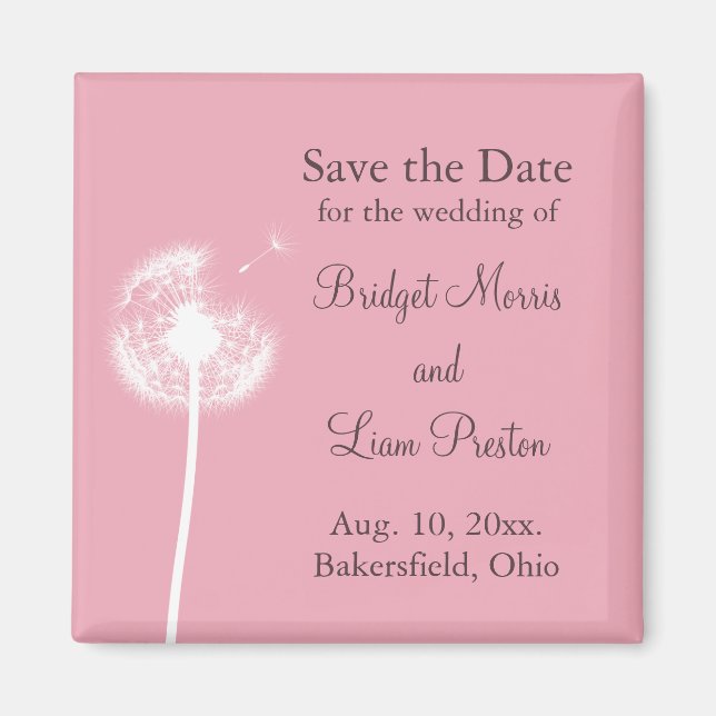 Pink Best Wishes! Save the Date Magnet (Front)