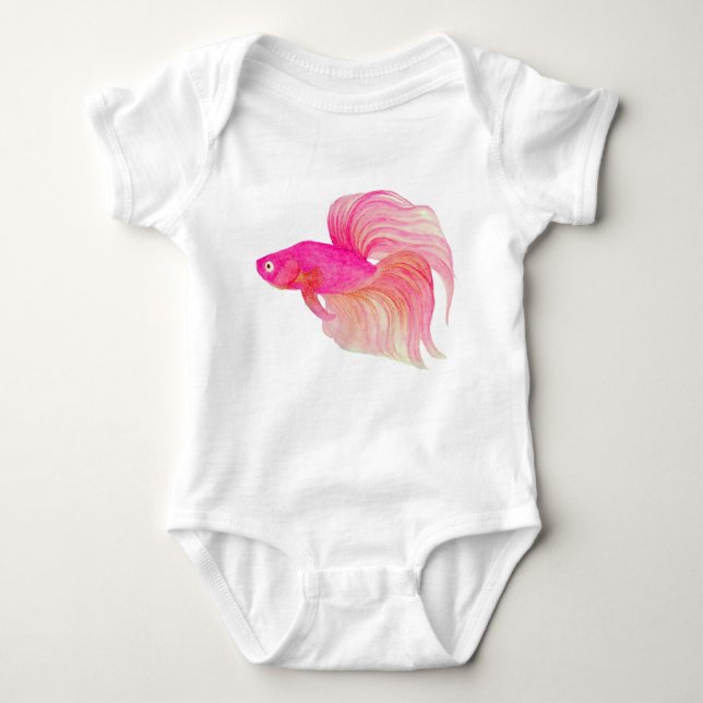Pink Betta Fish Baby Bodysuit (Front)
