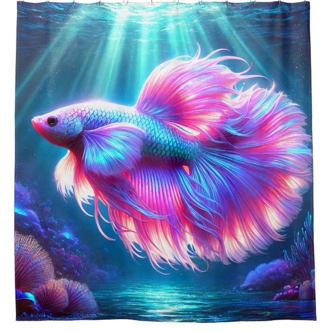 Pink Betta fish Shower Curtain (Front)