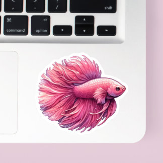 Pink Betta Fish Sticker
