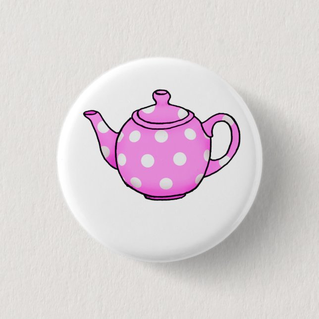 Pink Betty Teapot Square Sticker Button (Front)