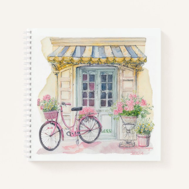 Pink bicicle at Paris bullet journal notebook (Front)
