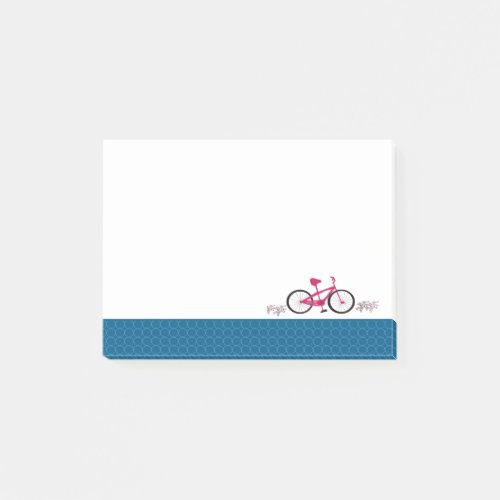 Pink Bicycle Blue Patterned Border Post_it Notes