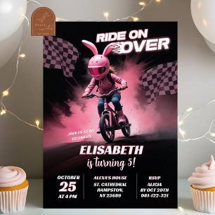 Pink Bicycle BMX Racing Birthday Girl Invitation