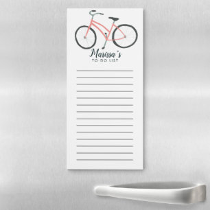 Pink Bicycle Custom Grocery Shopping To-DO List Magnetic Notepad