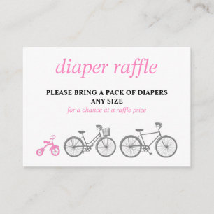 Pink Bicycle Diaper Raffle Enclosure Card