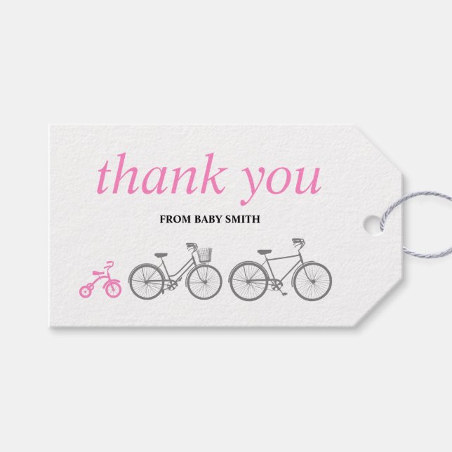 Pink Bicycle Gift Tags (Front (Horizontal))