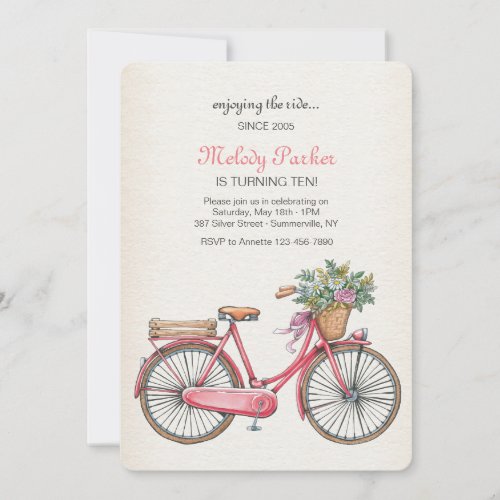 Pink Bicycle Invitation